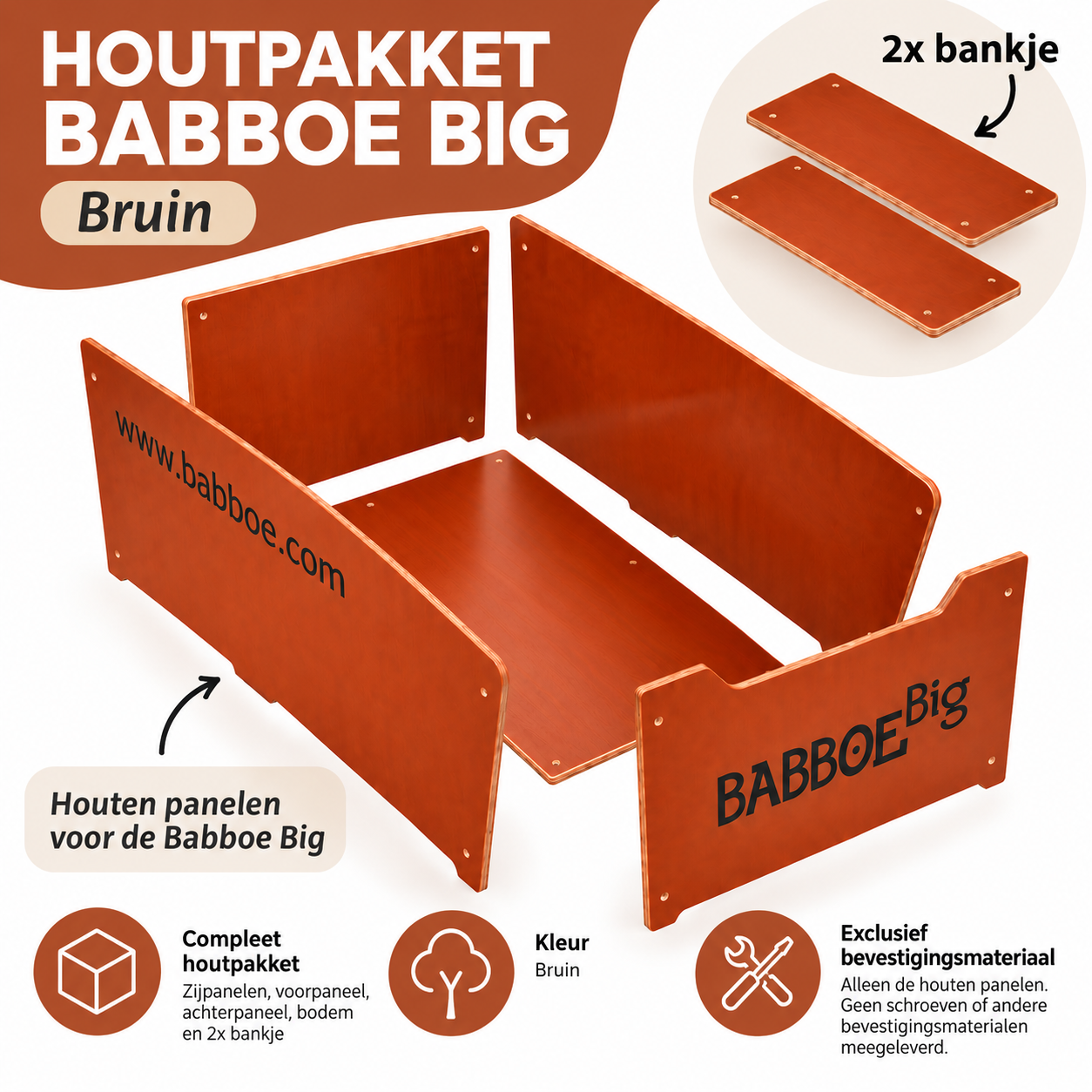 Babboe Big Wooden Box - Dark Brown