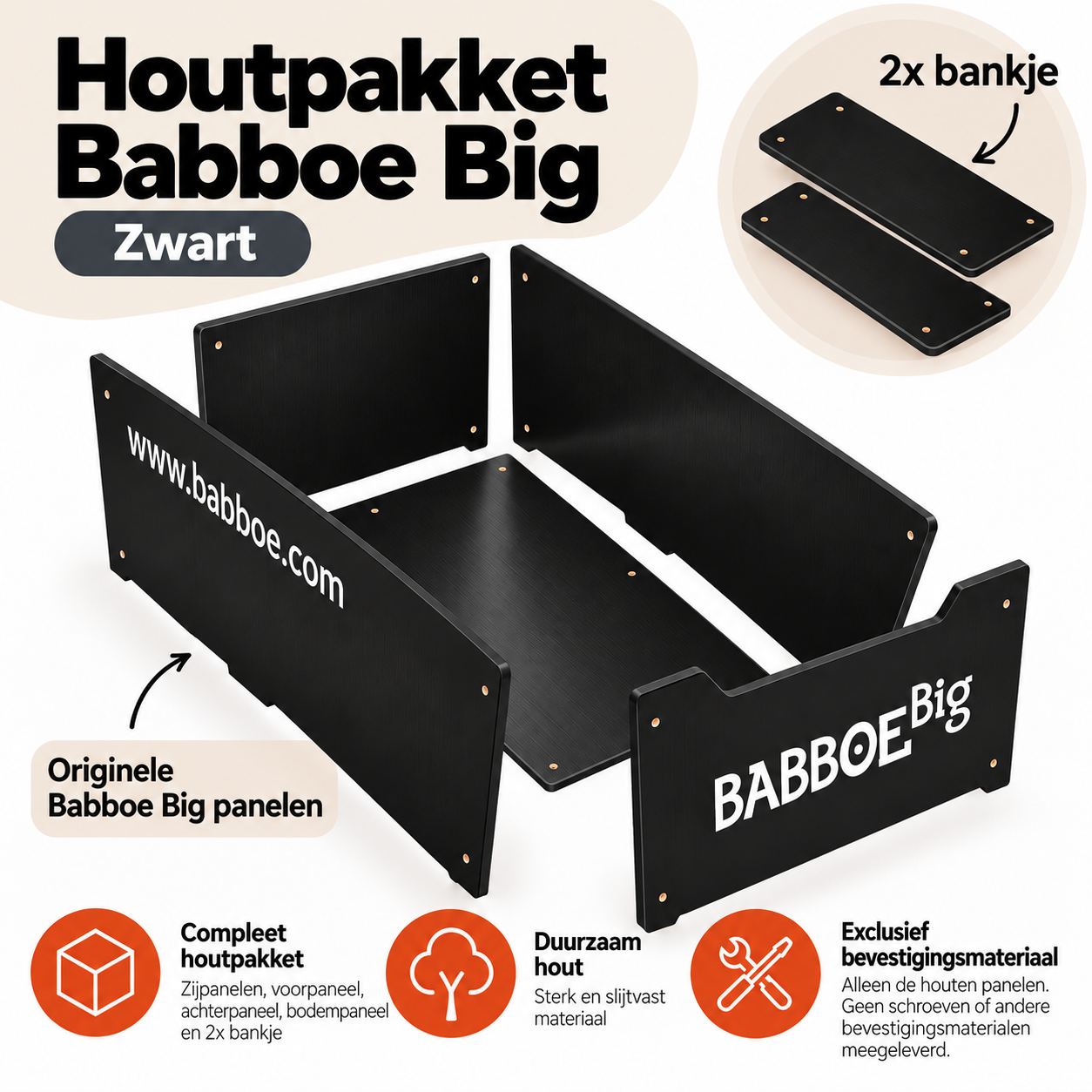 Babboe Big Wooden Box - Black